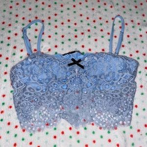 For Love Of Lemons Blue Crop Top